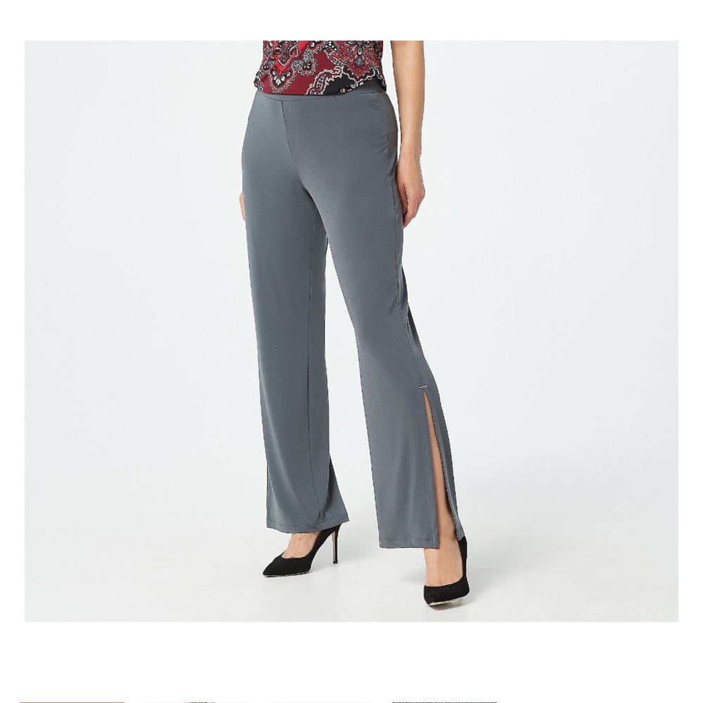 Susan Graver Women’s Liquid Knit Split Leg Pants with Hardware